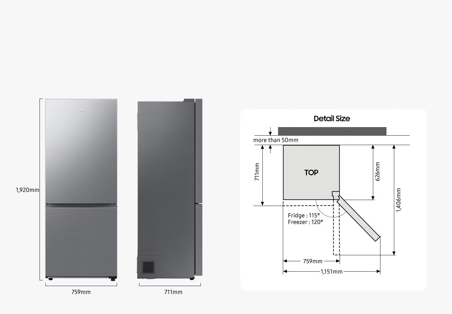 מקרר מקפיא תחתון 508 ליטר Samsung סמסונג RB50DG601ES9 נירוסטה
