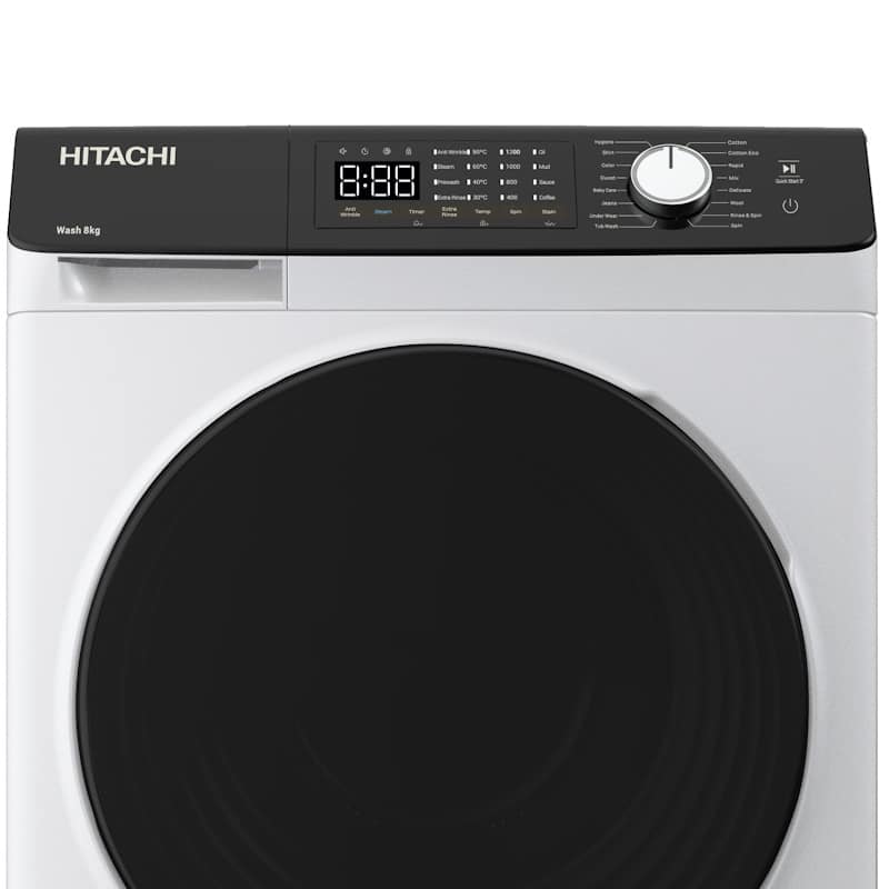 מכונת כביסה חזית 8 ק"ג Hitachi היטאצ'י BD802HVOW