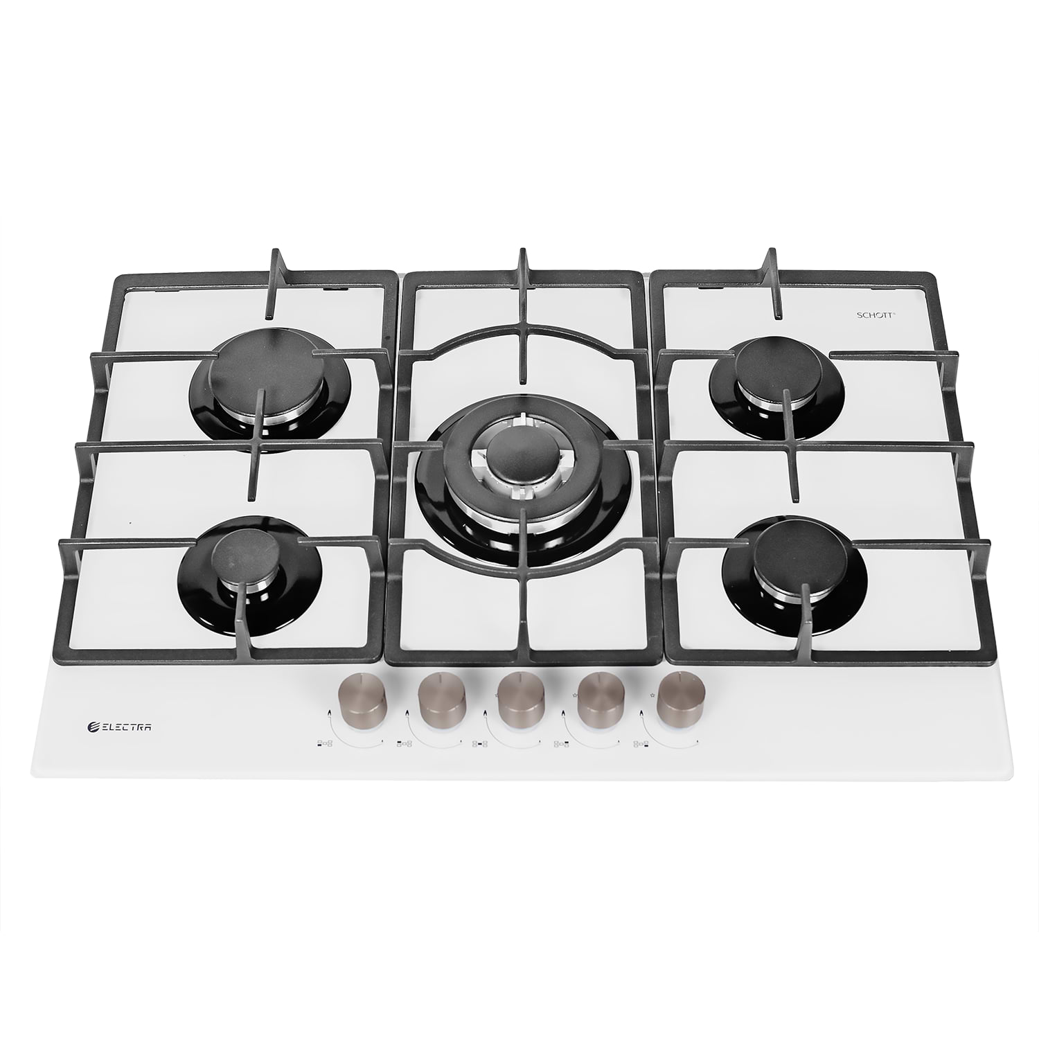 כיריים גז 5 להבות 100119/8800 זכוכית לבנה אלקטרה ELECTRA