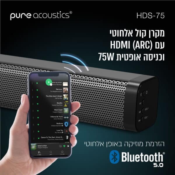 מקרן קול אלחוטי Pure Acoustics 2.0 פיור אקוסטיקס HDS75