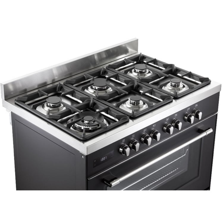 תנור משולב כיריים גז 6 להבות Delonghi דלונגי PRO966MAIL שחור