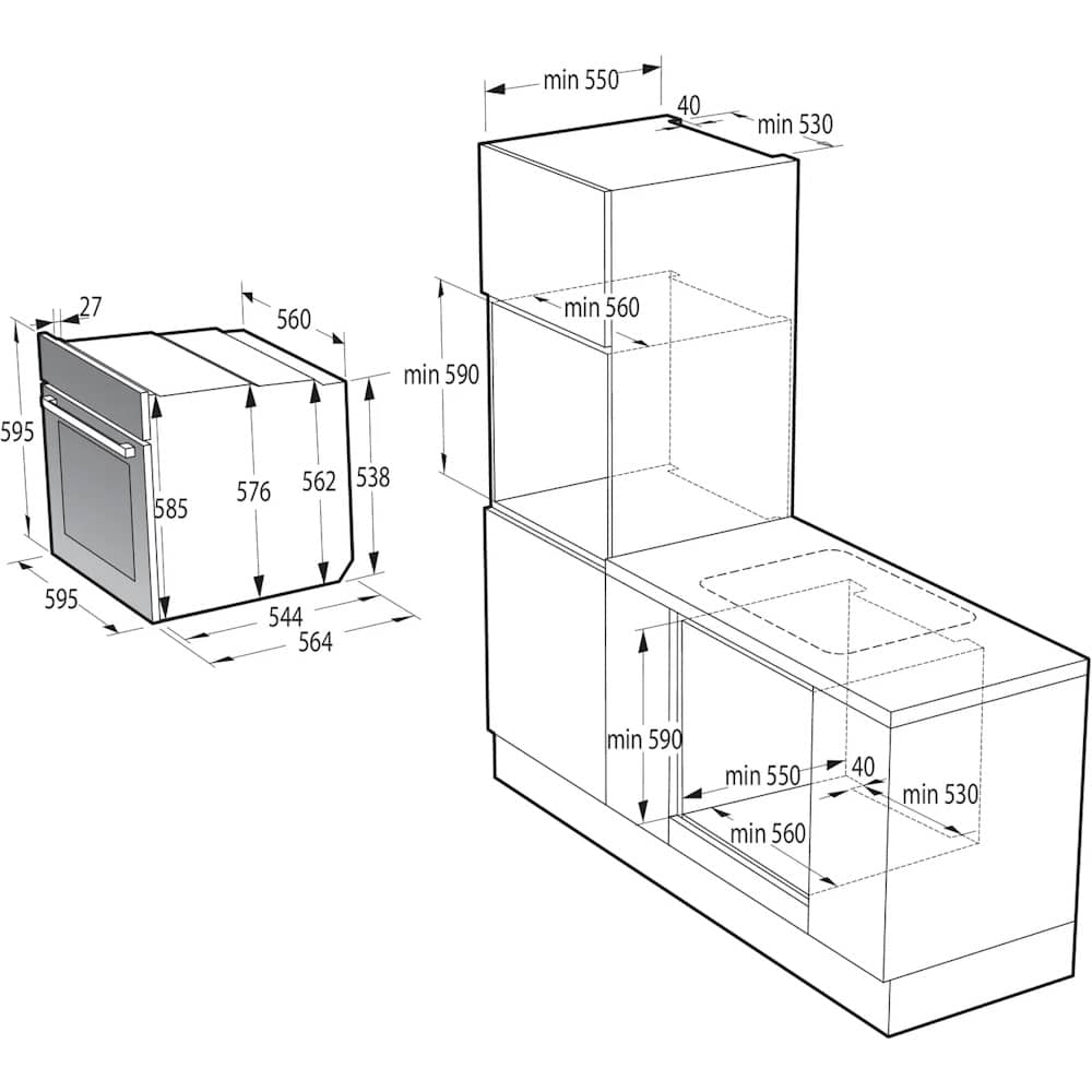 תנור בנוי פירוליטי Gorenje גורנייה G400 BPS6737E04DBG זכוכית שחורה
