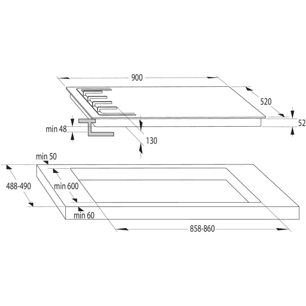 כיריים גז 5 להבות Gorenje גורנייה HYGW9C51X
