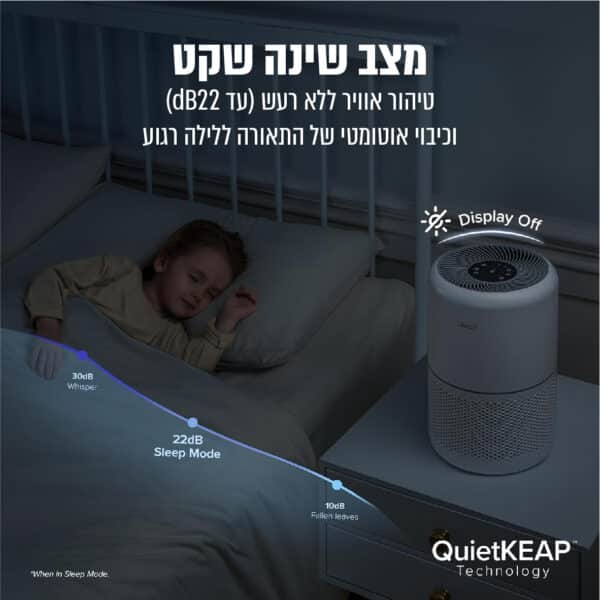 מטהר אוויר חכם כולל שליטה מאפליקציה Levoit לבאויט Core 300S