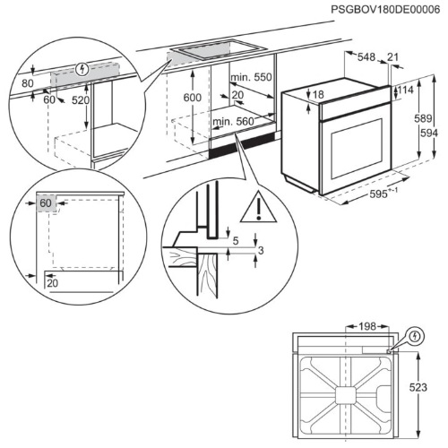 תנור בנוי רב תכליתי 60 ס"מ ZANUSSI זנוסי ZOHNA7X1A