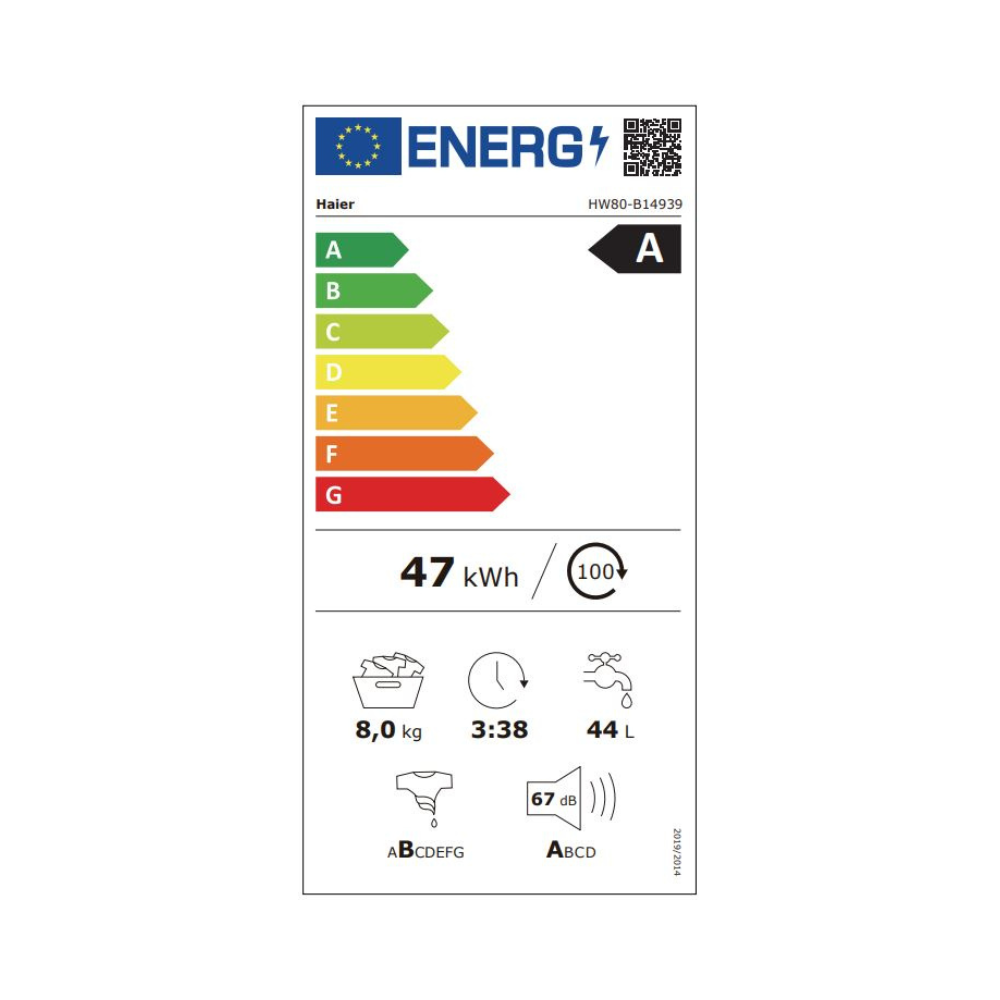 מכונת כביסה פתח חזית 8 ק"ג Haier האייר HW80B14939